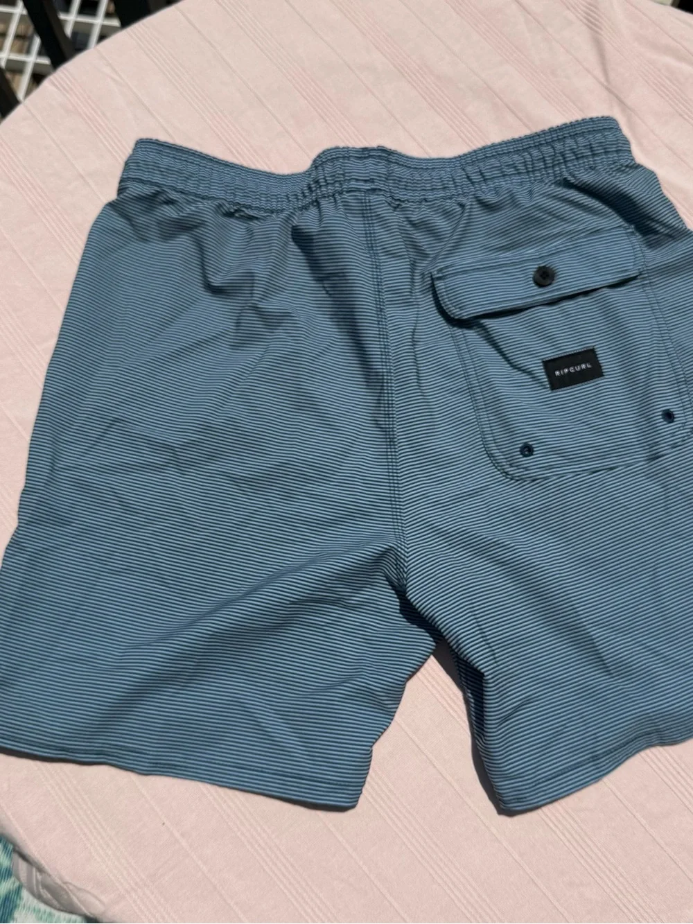 Rip Curl Blue and Black Striped Swim Trunks
